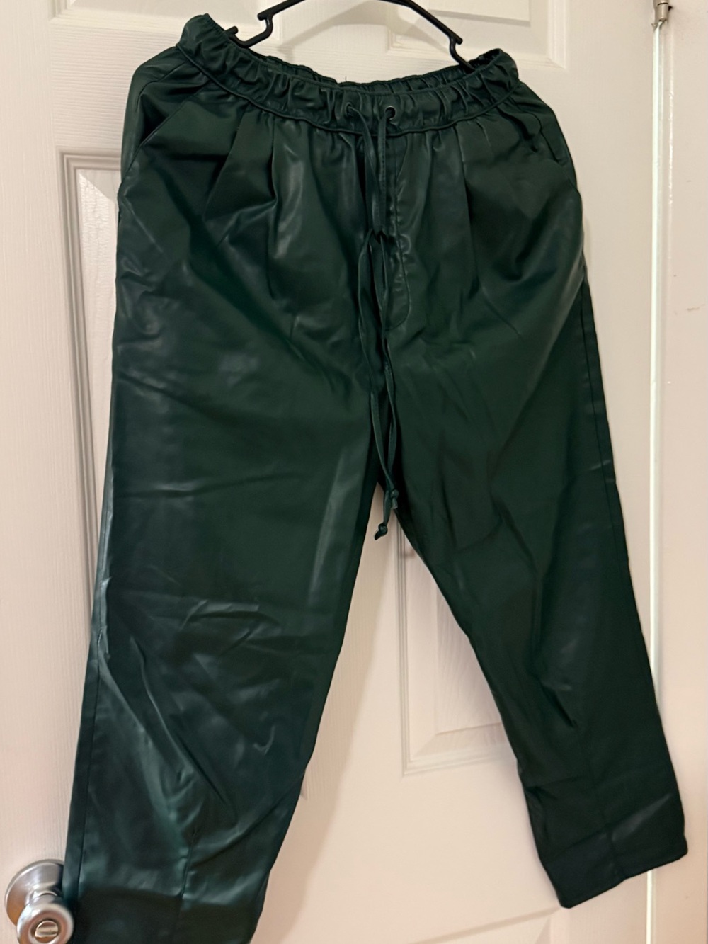 Zara Dark Green Faux Leather Jumpsuit